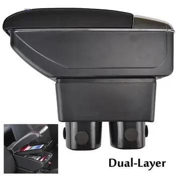 

Dual Layer Center Console Storage Box Fit Nissan Versa Tiida Latio 2007-2011 Faux Leather Armrest Arm Support 2008 2009 2010