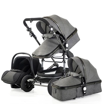 

Baby Stroller, 3-in-1 Convertible Bassinet Reclining Stroller, Foldable Pram Carriage with 5-Point Harness,Aluminum Structure,