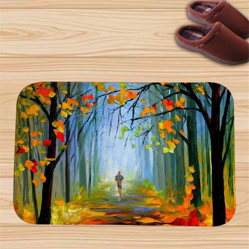 Многофункциональный впитывающий нескользящий коврик для ванной комнаты с пейзажным узором, Домашний напольный коврик, небольшой свежий и простой садовый ветровой напольный коврик