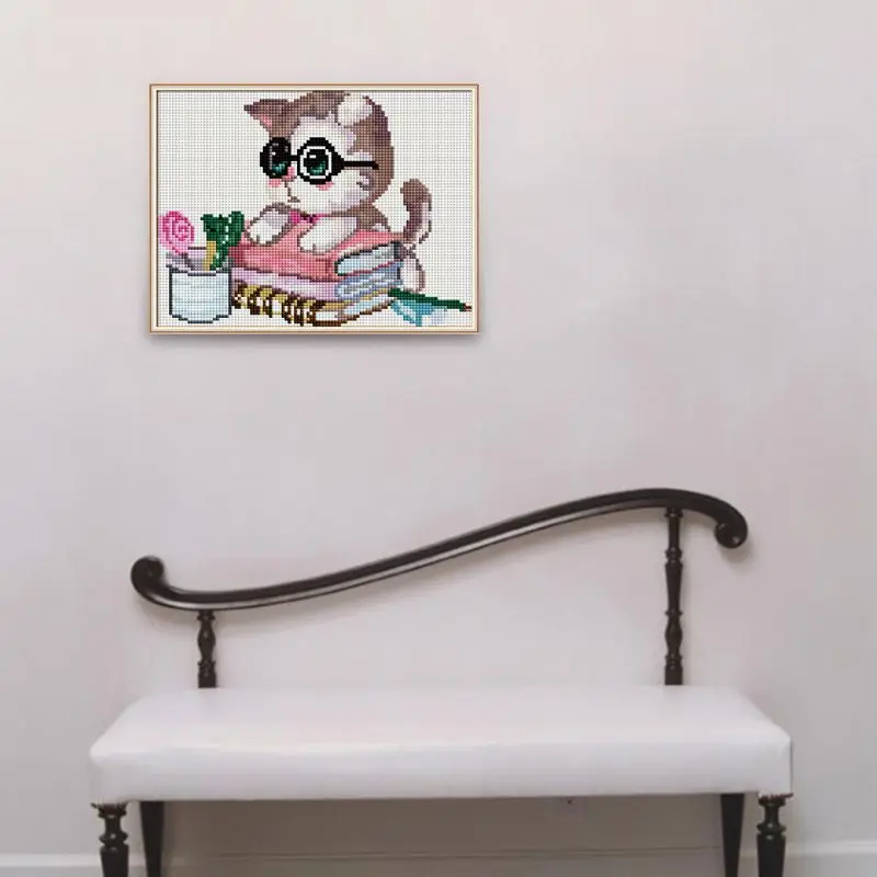 Кошка DIY полная дрель Алмазная Вышивка Набор для вышивки крестом Стразы домашний декор Искусство ремесло 72XF
