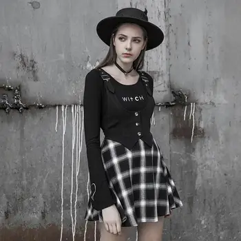 

Punk Rave Women's Goth Retro Pleated Skirt With Vest PQ488BQ Asia Size S-L