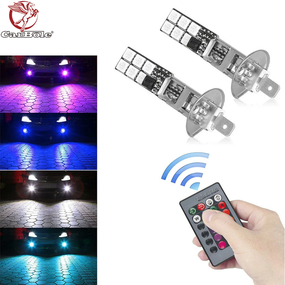 

2 шт. H1 5050 16 цветов RGB 12SMD универсальные светодиодные лампы s автомобильные передсветильник фары противотумансветильник фары стояночные огни с дистанционным управлением