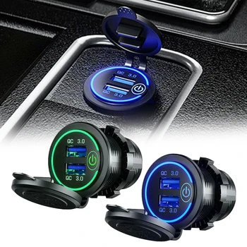 

QC 3.0 Touch Switch Waterproof Universal Motorcycle Car Truck Boat Dual USB Charger Socket For Phone Tablet Camera GPS DVR
