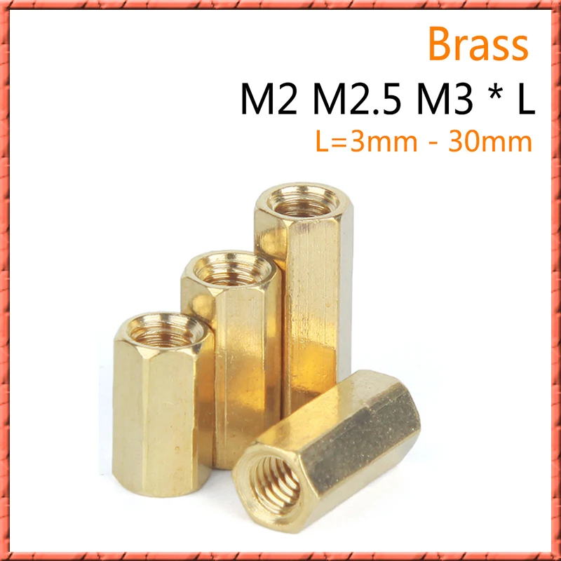 

100Pcs/lot Brass hexagonal double pass pillar nut circuit board connection column isolation pillar chassis copper studM2/M2.5/M3