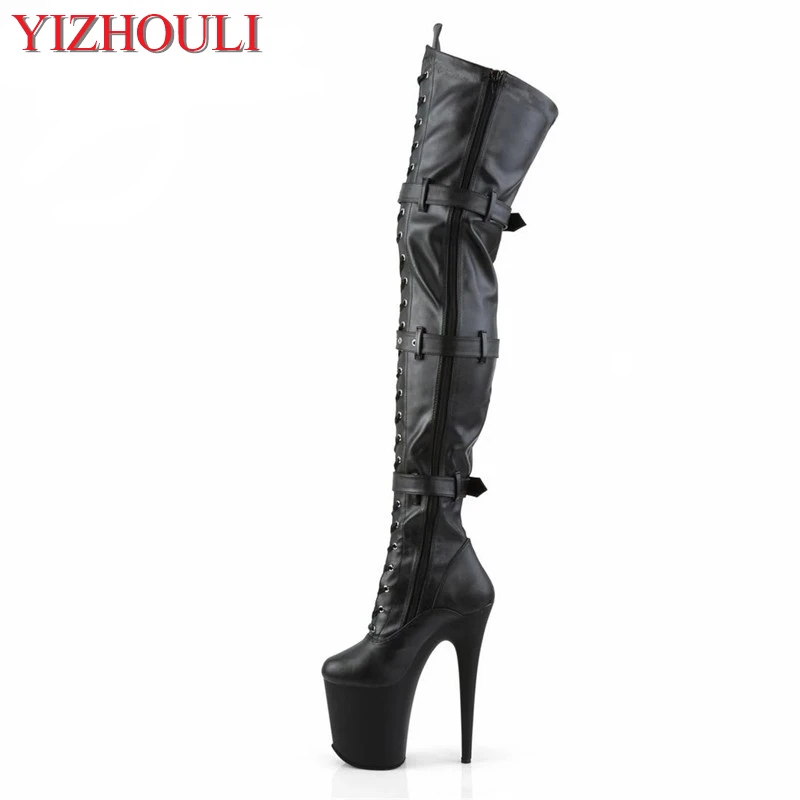 17cm Womens Block High Heel Platform Tassels Over Knee Boots Nightclub Shoes 7