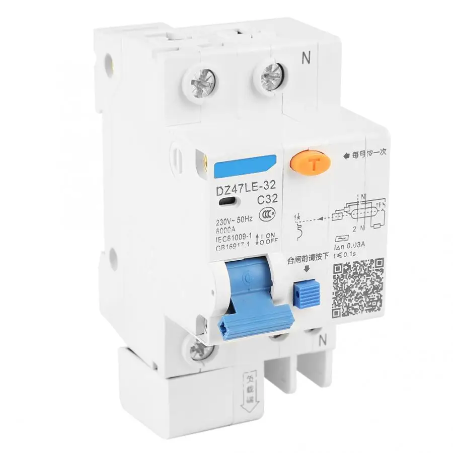 Disjoncteur DZ47LE-32 1P+ N C32 RCCB Выключатель остаточного тока 30 мА 230 В УЗО