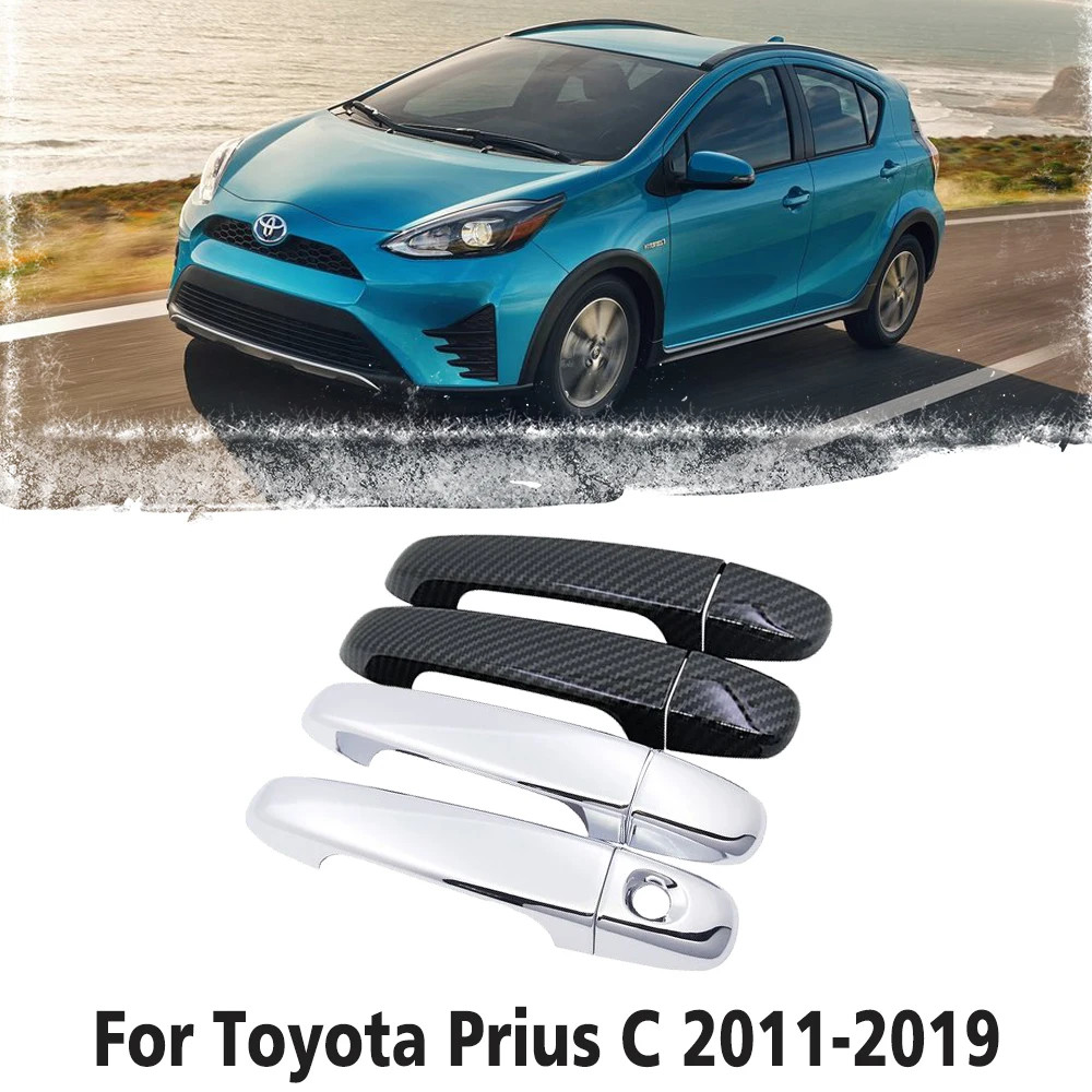 Para toyota prius c aqua 2011 ~ 2019 de fibra carbono cromo exterior ...