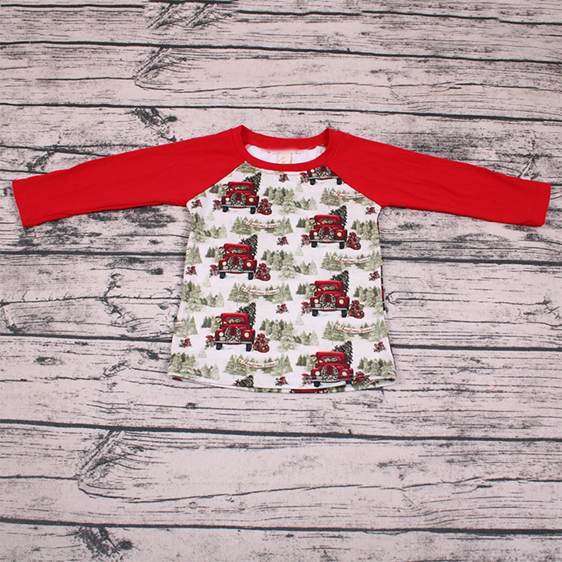Реглан; Рождественская рубашка с длинными рукавами; топы; футболка для мальчиков; детская футболка с принтом рождественской елки и грузовика; Одежда для мальчиков; Fortnight Fornite - Цвет: tree truck