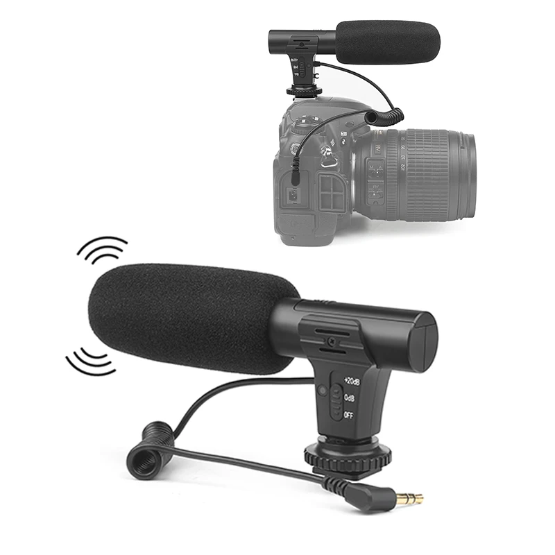 

Condenser Video Recording Microphone for Nikon Canon Sony DSLR Camera, Vlogging Interview 3.5mm Stereo Camera Microphone