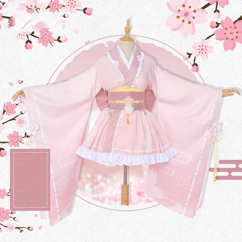 New My Hero Academia Uraraka Ochako cosplay costume lovely pink kimono ...