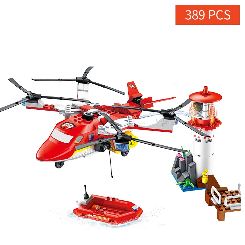 

City Fire Police Building Blocks Construct Fire Truck Firefighter Bricks Mechanical Truck Blocks Changeable Toys for Children