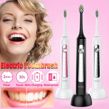 

Electric Toothbrush Sonic Vibration Wireless Sensor Charging 4Modes Timer 2 Soft Toothbrush Heads Teeth Whitening IPX7 Waterprof