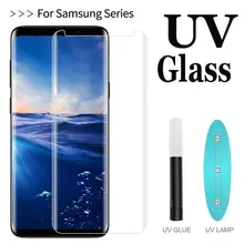 Прозрачный изогнутый УФ жидкий Полный Клей закаленное стекло для samsung Galaxy Note 10 Pro S8 S9 S10 Plus Note 8 9 S7 Полный экран протектор