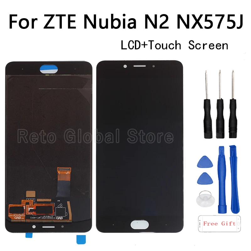 

For 5.5"AMOLED display ZTE Nubia N2 NX575J LCD Display+Touch Screen digitizer assembly For ZTE Nubia N2 LCD Display Repair parts