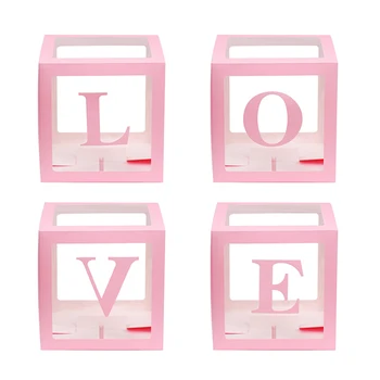 

4Pcs/Set Beautiful Square Baby Shower Balloon Boxes Transparent Box Birthday Party Decor LXY9