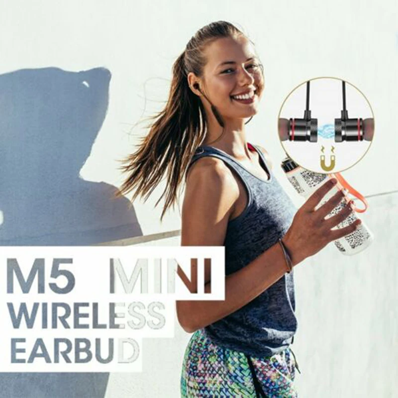 Спортивные наушники для спортзала магнитные беспроводные Bluetooth стереонаушники с
