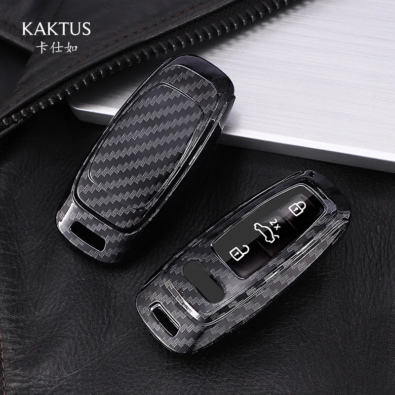 

Carbon Fiber pattern car key case For Audi A6 C8 A7 A8 Q8 2018 2019 car accessories car interior keyring keychain key cover new