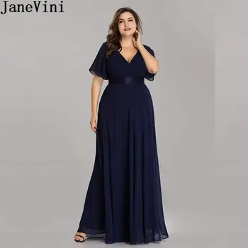 

JaneVini Ladies Chiffon Long Mother of the Bride Dresses Plus Size Pleat Elegant Groom Mother Party Dress robe mere de la mariee