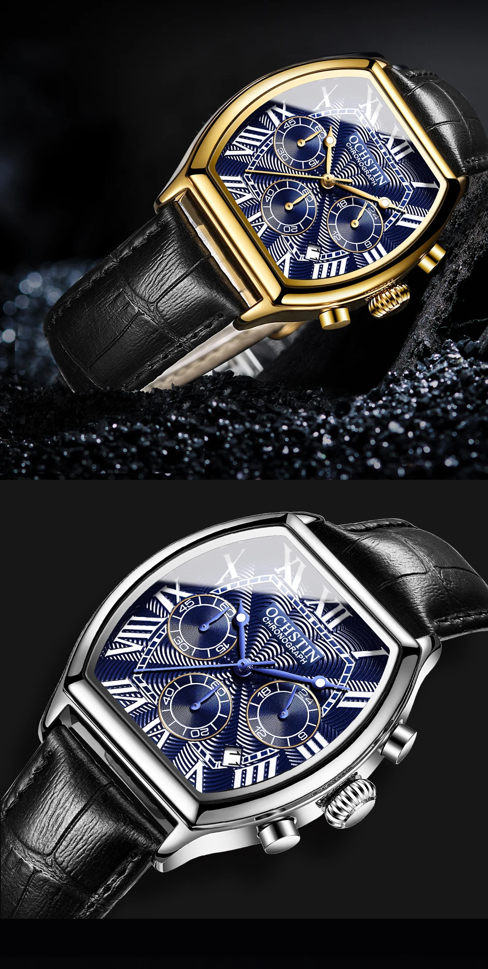 OCHSTIN, мужские часы, Лидирующий бренд, роскошные мужские наручные часы, часы для мужчин, наручные часы, водонепроницаемые, с хронографом, квадратные, кварцевые наручные часы