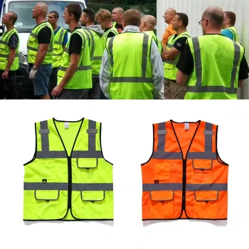 

Reflective Strip Safety Vest Zipper Front Safety Coverall Tape Workwear Overalls