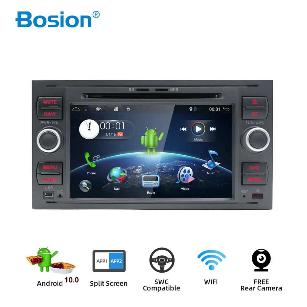 Bosion 2DIN автомобильный DVD плеер мультимедиа для Ford Fiesta Focus 2 Mondeo 4 C Max S FusionTransit радио GPS