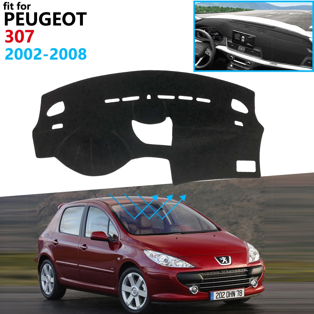 Защитная накладка на приборную панель для peugeot 307 2002~ 2008 307sw 307cc автомобильные аксессуары приборная панель коврик от Солнца Анти-УФ 2007