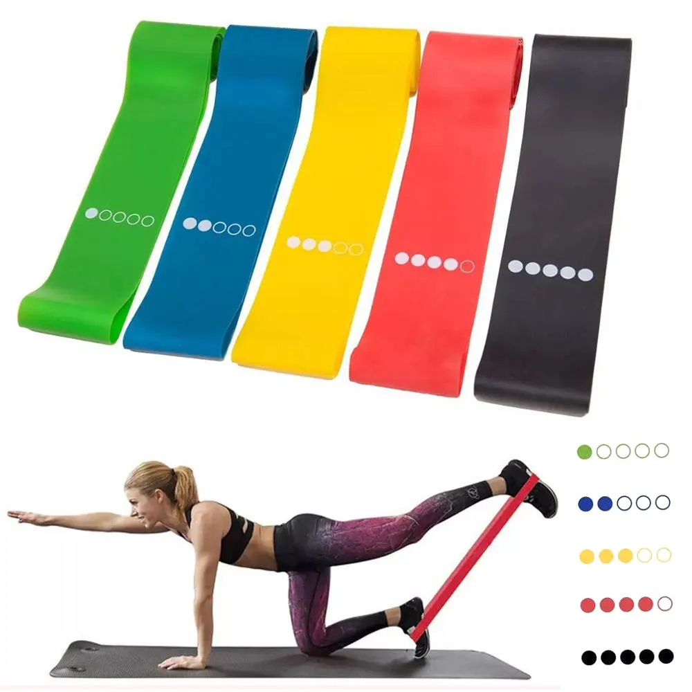 

5 Colors Yoga Resistance Rubber Bands Indoor Outdoor Fitness Equipment 0.35mm-1.1mm Pilates Sport Training Workout Elastic Bands