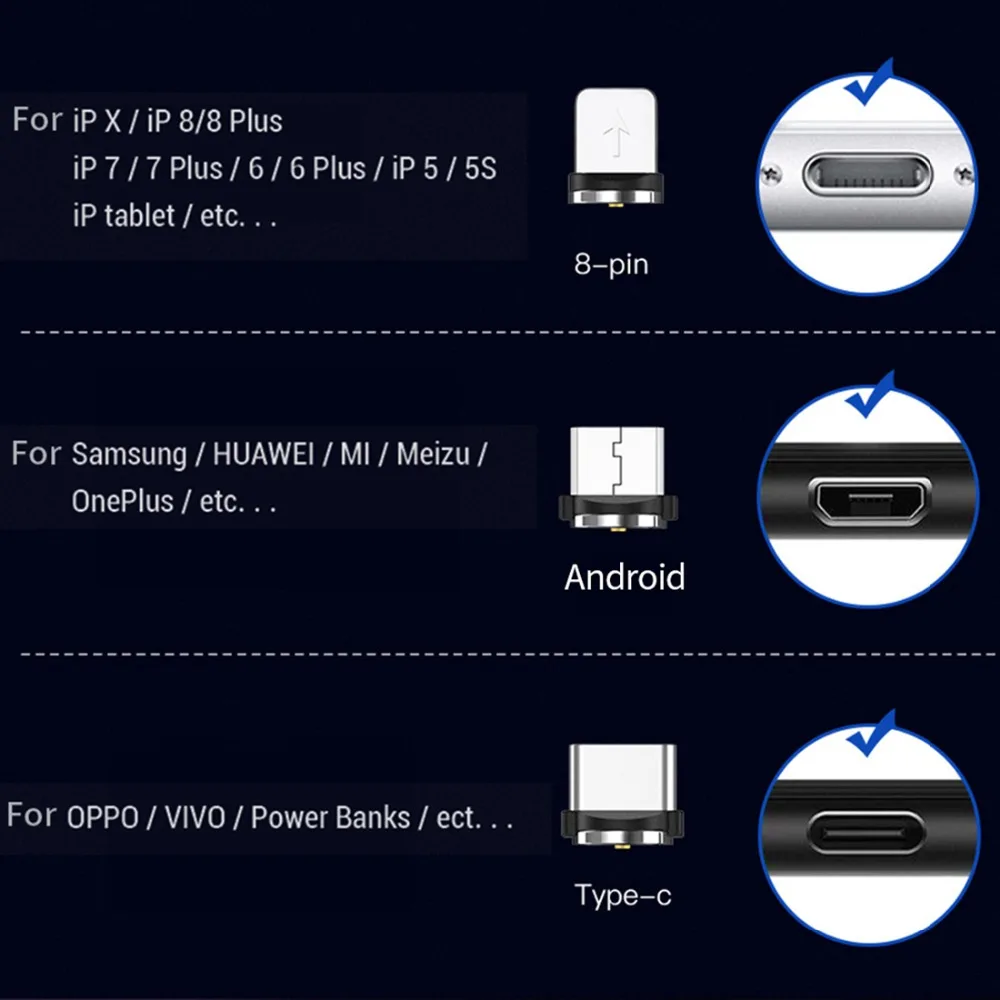1 м 3 в 1/однолокоть стример кабель для передачи данных Магнитный USB/type C/Micro кабель Быстрая зарядка для iphone/Android смартфона