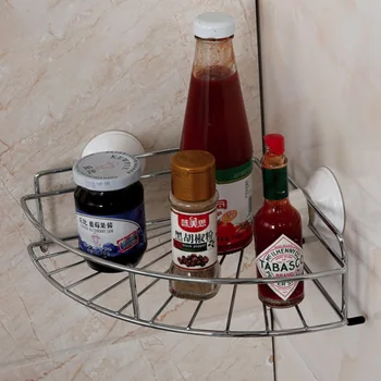 

Fan-shaped Bathroom Suction Corner Rack Home Storage With Removable Wall Mount Holder Shelf For Bath Kitchen Organizer