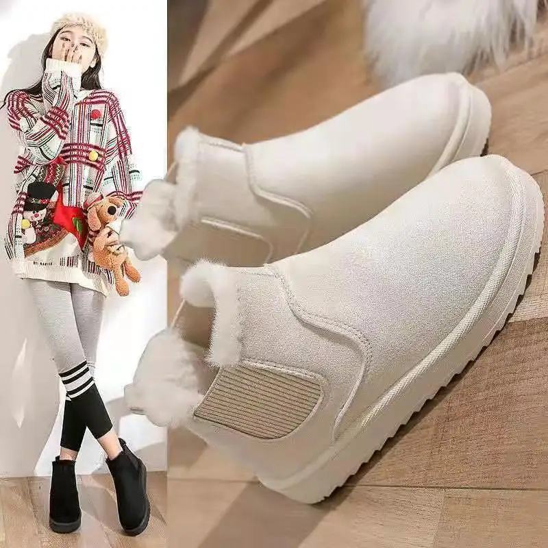 

Snow Boots Women 2021 New Thick Velvet Large Size Winter Fashion Warmth one-step Short Boots Cotton Shoes Women's Cotton Shoes