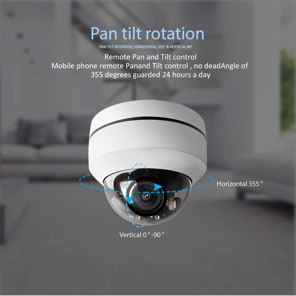  UniLook Outdoor 5MP PoE PTZ Security IP Camera 2592x1944P Super HD 4X Optical Zoom PTZ Dome Camera 