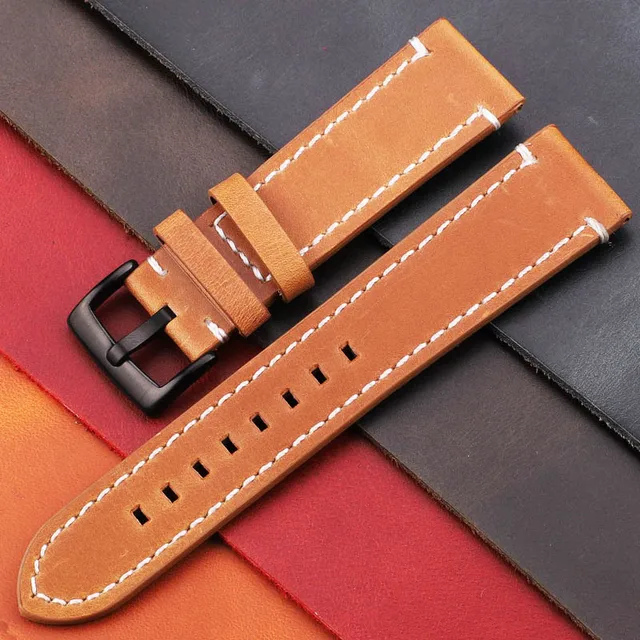 Vintage Genuine Leather Watchbands 7 Colors Belt 18mm 20mm 22mm 24mm Women Men Cowhide Watch Band Strap Accessories Brown Black Clasp