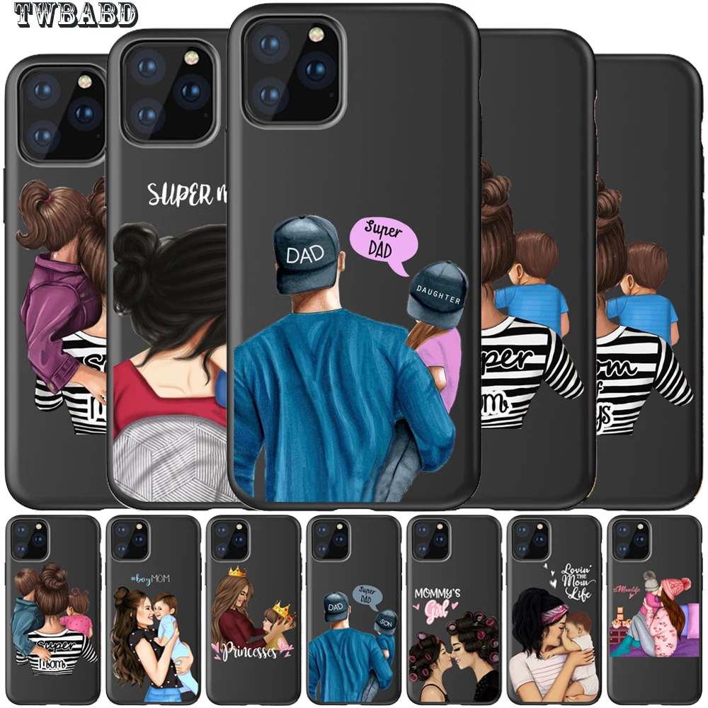 Чехлы для iPhone 11 Pro Max Super Dad Mom Baby Girl Twin чехол Iphone 6 6S 7 8 Plus X XS XR 8|Бамперы| |