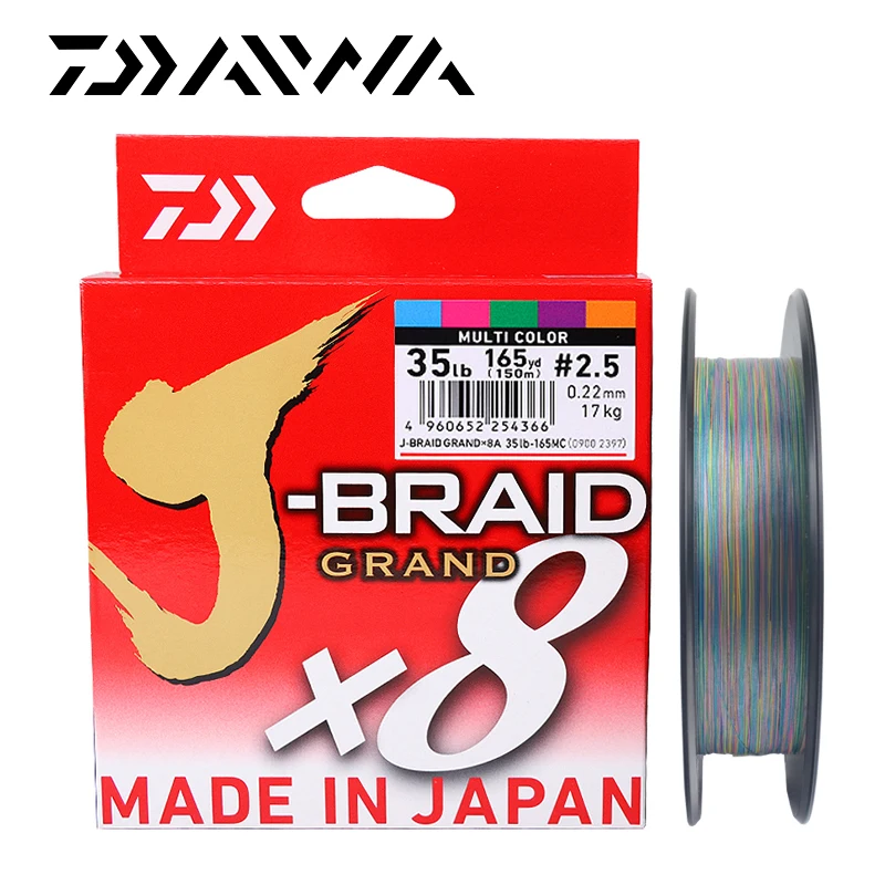 

Free Shipping Daiwa J-BRAID 8A 150M 100% Original multicolor 8 wire braid line monofilament 10-60lb fishing line made in japan