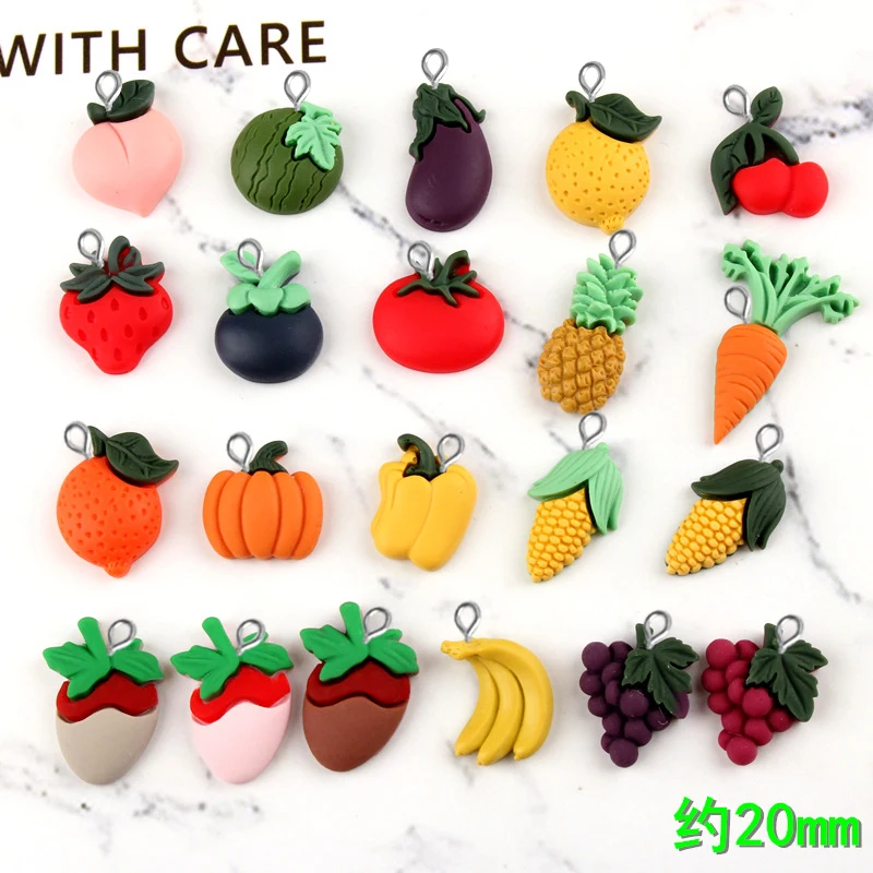 

10pcs 20mm Resin kawaii cabochon vegetable fruit corn pumpkin food charms diy jewelry making ornament craft decoration material