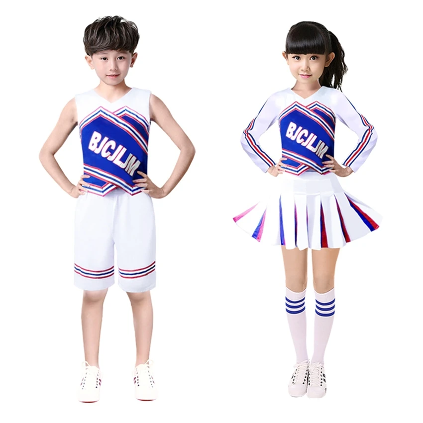 Children Cheerleaders Costumes Cheer Team Uniforms Sports Games Matching Outfits Cheering Squad Girls School Uniform Clothing,cheerleader costume set,school performance clothes
