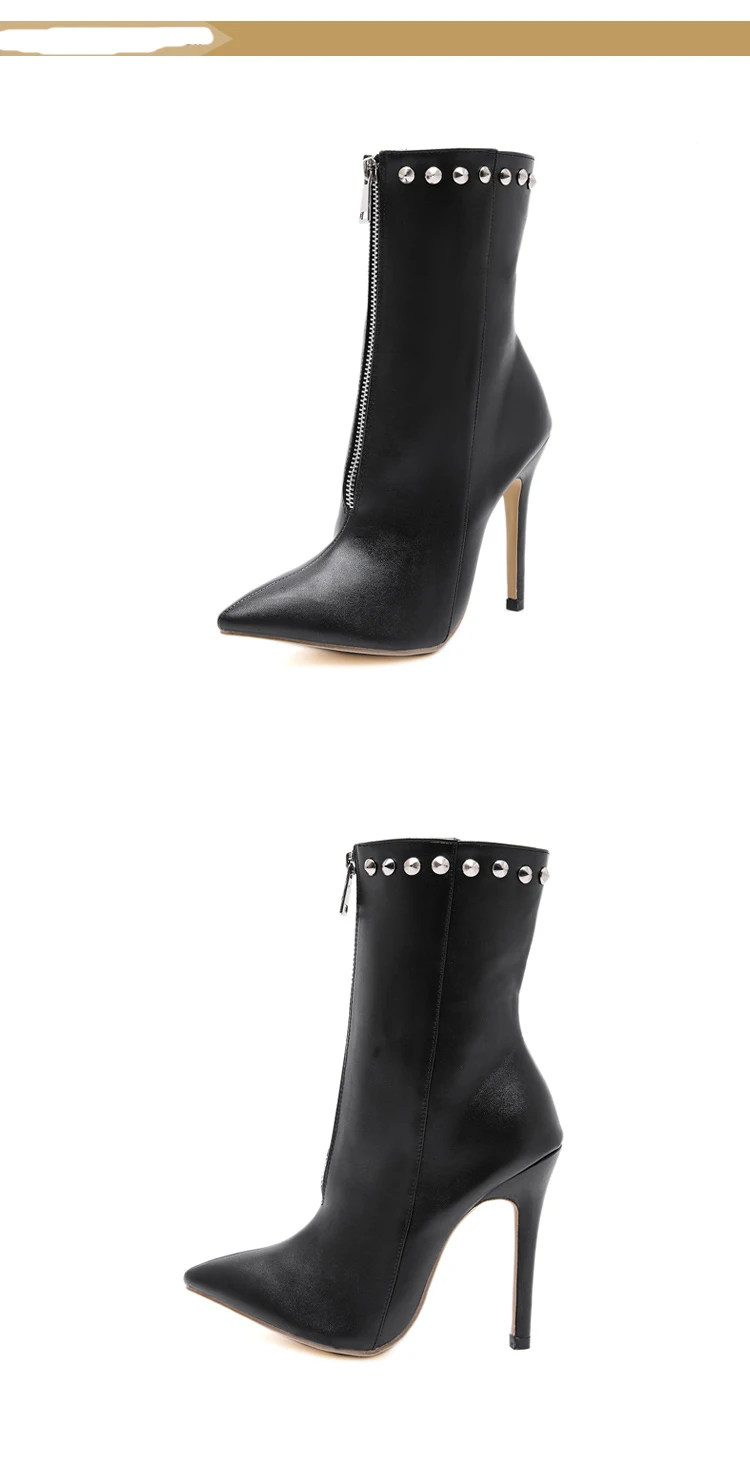 Женские ботинки до середины икры; chaussure boots; обувь на шпильке с острым носком в гладиаторском стиле; zapatos mujer sapato; H941