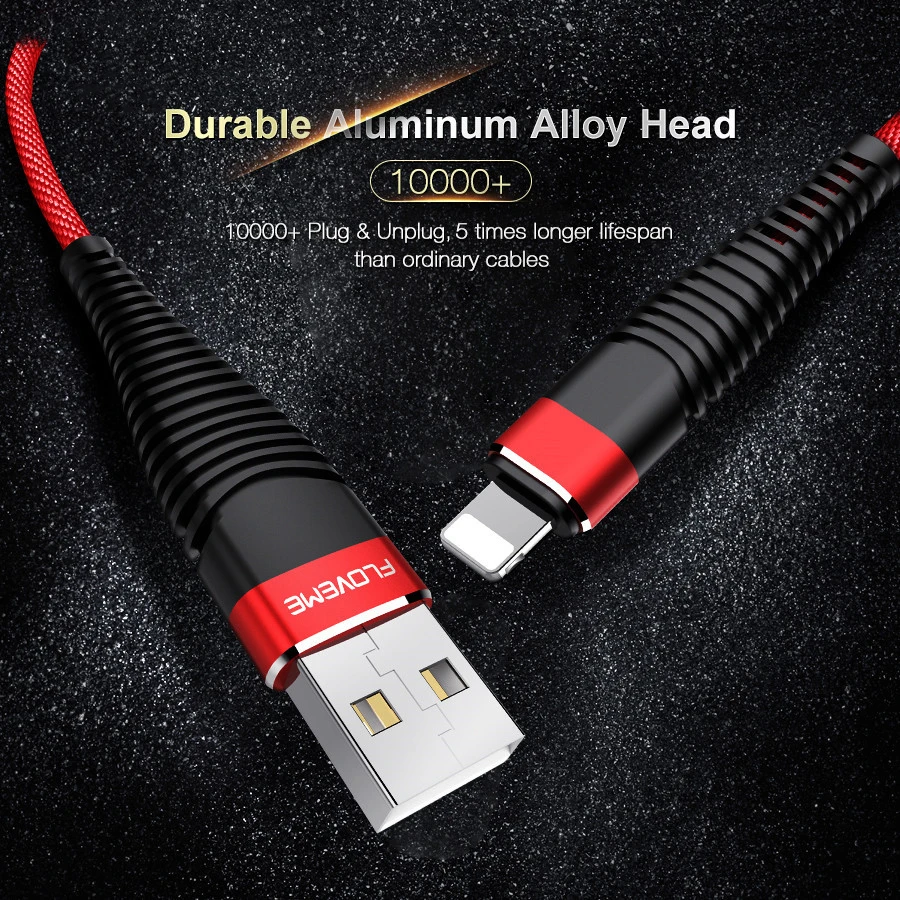USB кабель для iPhone Xr Xs X 7 8 Plus, 2 м, высокая прочность, 2А, быстрая зарядка, кабели для мобильных телефонов, зарядное устройство, шнур для передачи данных, для iPhone, зарядное устройство