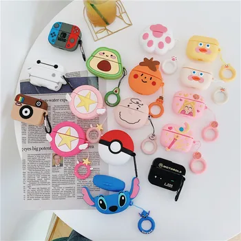

3D Cute stitch cartoon hamburger bear mike sully silicone soft cover For Airpods pro 3 case air pods pro wireless charging coque