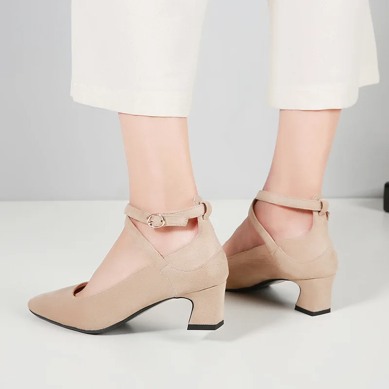 Женские вечерние туфли-лодочки на высоком каблуке в стиле ретро zapatos mujer на среднем каблуке с квадратным носком дизайнерская стильная обувь с пряжкой размера плюс 43, 42, 3 красного, розового цвета