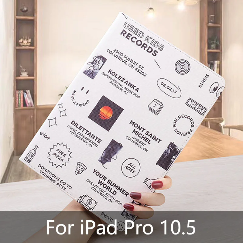 Черный For iPad Air 3 10.5 Case Cartoon PU Leather Silicone Soft Back Cover Flip Smart Stand Tablet Cover For iPad Pro 10.5 Case - Цвет: Черный