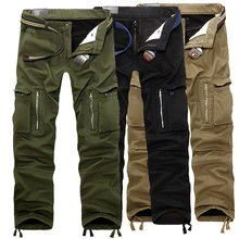MIXCUBIC зимние теплые плюс бархатные армейские тактические брюки мужские свободные мульти-карманы на молнии плотные брюки карго мужские большие размеры 28-40