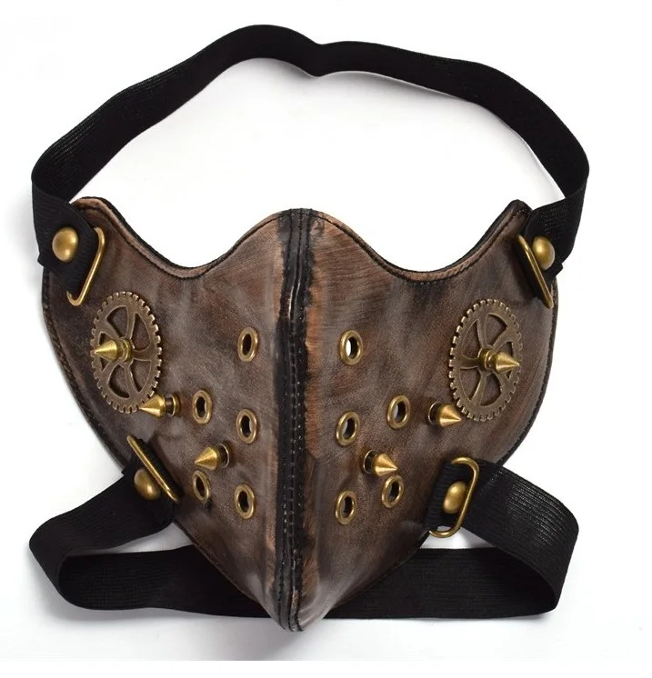 Черные кожаные маски для косплея маска снаряжения в стиле стимпанк готические