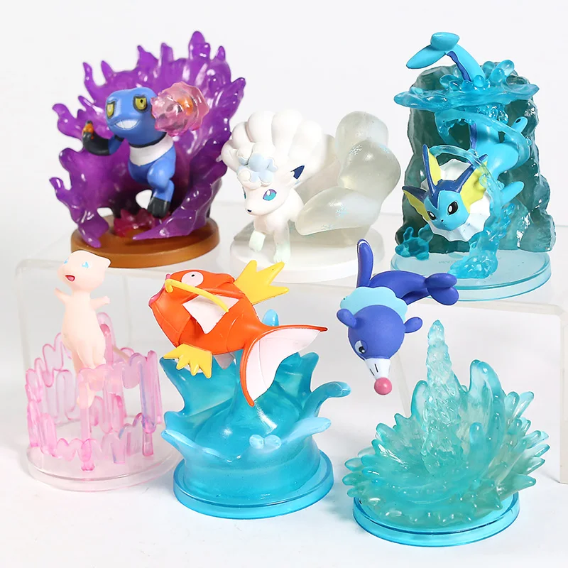 Галерея монстров Mew Vulpix Popplio Groagunk Magikarp Vaoreon Боевая версия. Фигурки из пвх игрушки 6