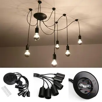 

6 Lamps Retro Ceiling Lamp Light Chandelier Vintage Loft Antique 85V-260V