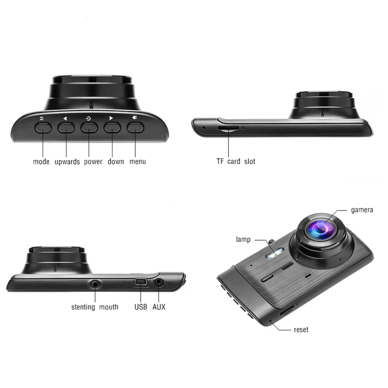 4 дюйма Dash Cam HD 1080P Видеорегистраторы для автомобилей автомобиля Камера 170 ° Широкий Двойной объектив видео Регистраторы Dash Cam с Водонепроницаемый Реверсивный Камера Driv
