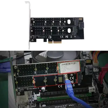 

PCIE to M2 M.2 Dual NVMe SSD NGFF Adapter M Key B Key SATA Riser Expansion Card