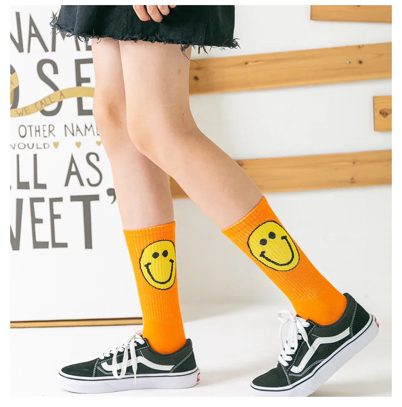 long socks for women Fashion Big Smile Face Plus Size Women Socks Cotton Creative Personality Pure Color Funny Socks for Ladies Meias 091402 winter socks for women