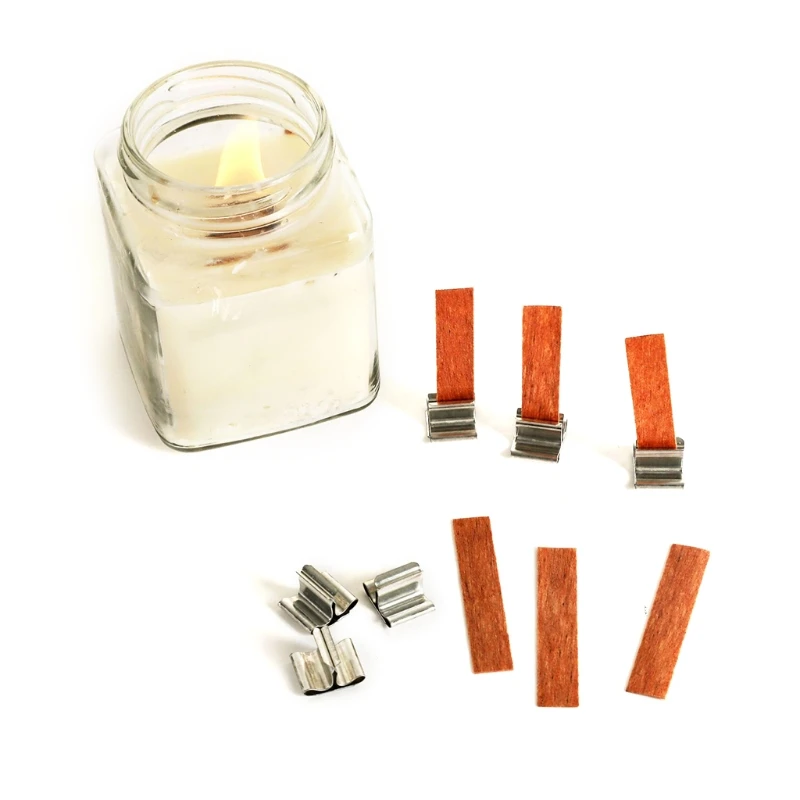 50pcs Wood Candle Wicks Base Clip Iron Candles Making Supplies DIY Wick Core Fixing Holder Handmade for Wedding | Дом и сад
