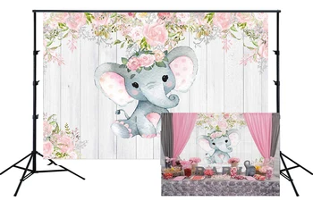 

baby shower elephant flower birthday banner photography backdrops table dessert photo background studio props photobooth sm-243